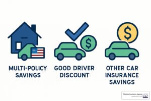 auto parcheggiata con simbolo risparmio assicurazione