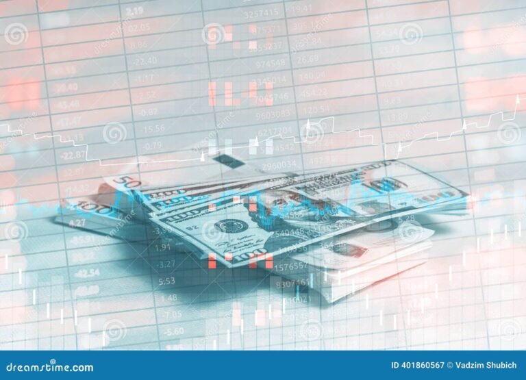 banconote e grafici finanziari sovrapposti