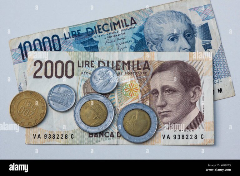 Quanto Bisogna Versare Per Aprire Un Conto Corrente In Italia 2 banconote e monete italiane accanto a banca