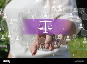 bilancia con simboli di impresa e legalita