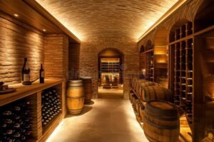 bottiglie di vino pregiate in una cantina elegante