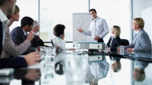 business team leader in riunione aziendale