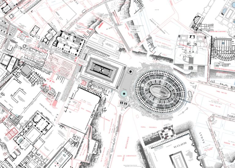 cartina di roma con edifici e cantieri