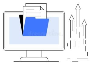 computer con schermo che mostra invio file elettronico