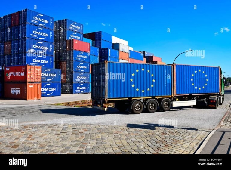 Chi Paga I Dazi Doganali E Come Funziona Il Meccanismo Di Pagamento 2 dogani con camion e container in dogana