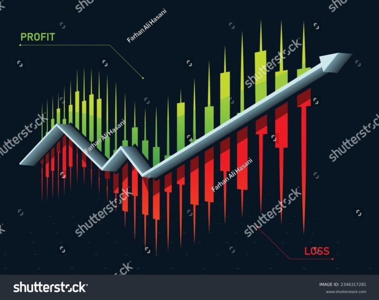 grafico azionario con frecce e candlestick