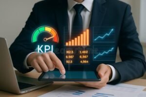 Cos’è il Rischio d’Impresa e Come Gestirlo Efficacemente 35 imprenditore che analizza grafici finanziari