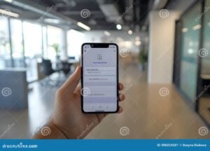 interfaccia login sicura su smartphone moderno