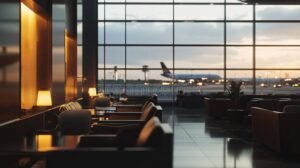 interno elegante di una lounge aeroportuale