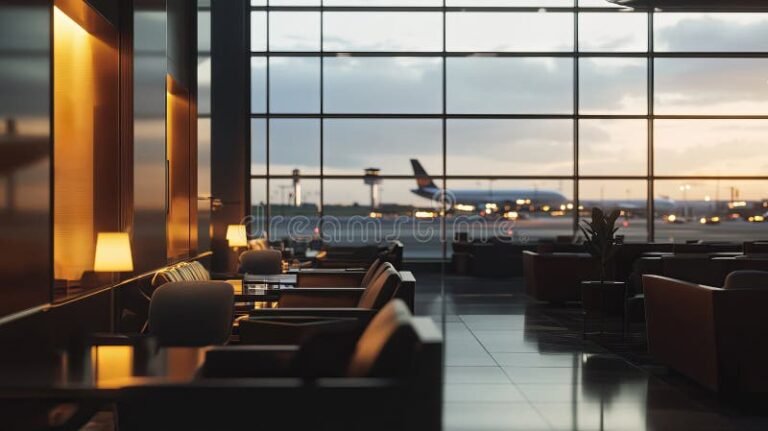 interno elegante di una lounge aeroportuale