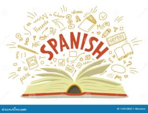 libro aperto con dizionari italiano spagnolo colorati