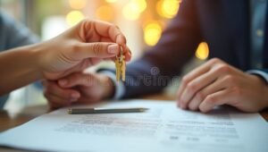 mani che scambiano contratto mutuo sopra casa modello