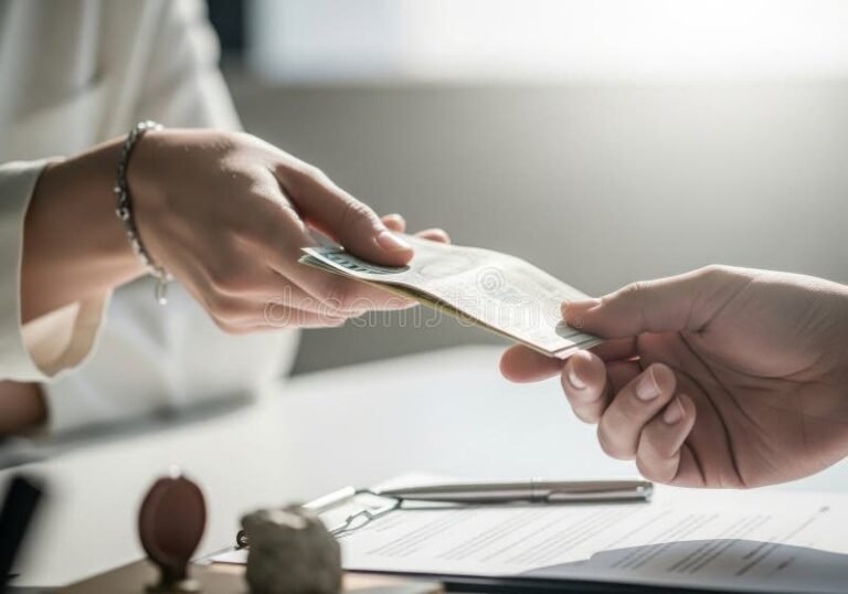 mani che scambiano documenti finanziari 1