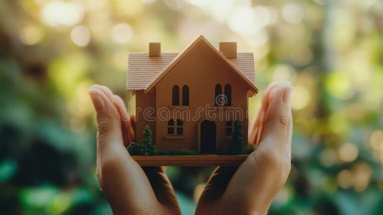 mani che stringono una casa in miniatura