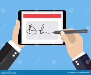 mano che firma digitalmente su tablet