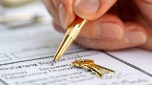 mano con penna e contratto mutuo firmato