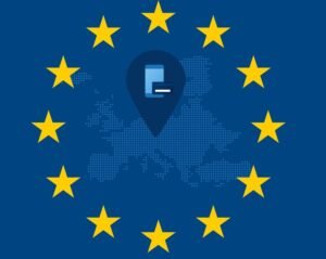 mappa europa con simboli pagamenti digitali