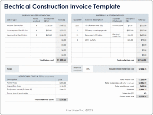 modello di fattura con calcoli chiari