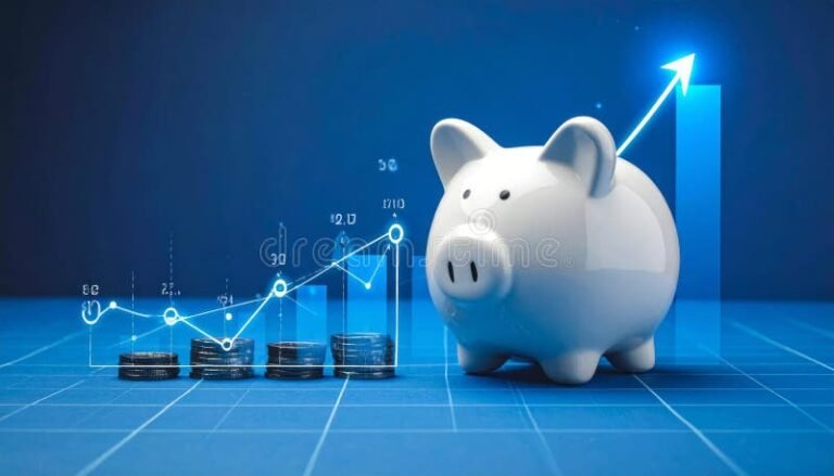 moneta salvadanaio e grafico finanziario