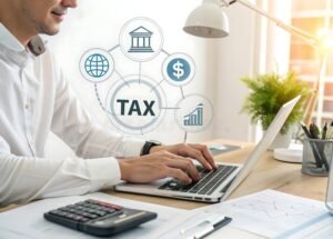 Cosa Significa Avere Una Partita Iva Come Persona Fisica 48 persona che lavora al laptop con documenti fiscali