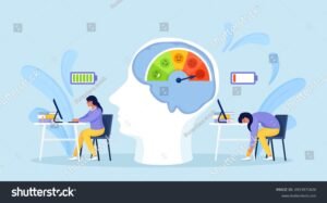 persona stressata con bilancia del lavoro