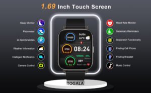 smartwatch moderni con schermo tattile acceso