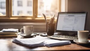 ufficio con certificato partita iva su scrivania